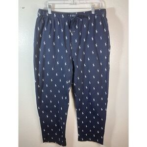Polo Ralph Lauren Pajama Pants Blue Men Large Sleepwear Loungewear AOP Pony
